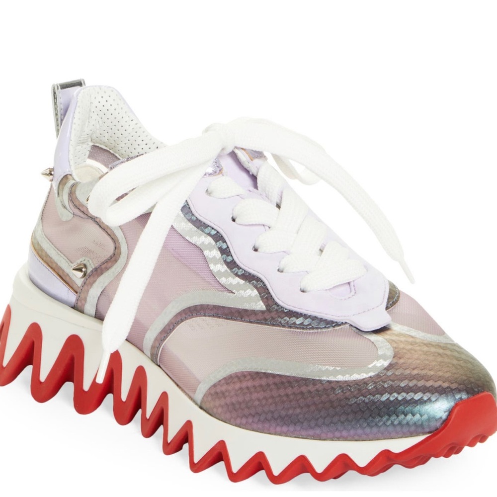NWT CHRISTIAN LOUBOUTIN SHARKINA SNEAKERS LILAC SMOKE PURPLE MULTICOLOR SZ 38.5